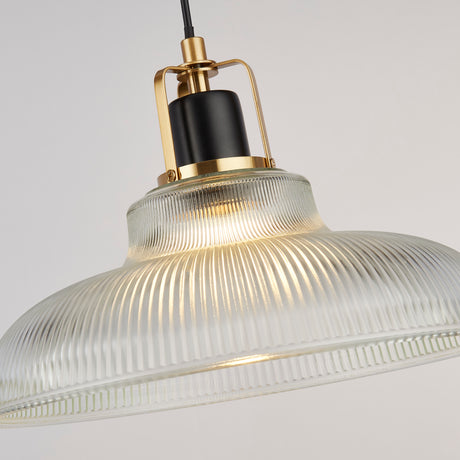 Searchlight Electric Glossop Pendant - Glass, Black & Brass Metal 61189BK