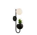 x Lunar Wall Light - Black Metal & Opal Glass
