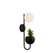 x Lunar Wall Light - Black Metal & Opal Glass