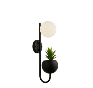 x Lunar Wall Light - Black Metal & Opal Glass
