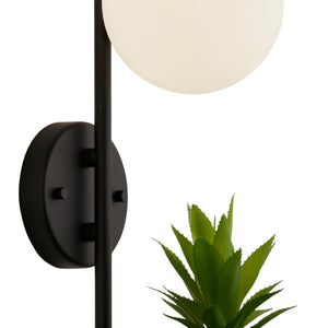Searchlight Electric x Lunar Wall Light - Black Metal & Opal Glass 61220BK