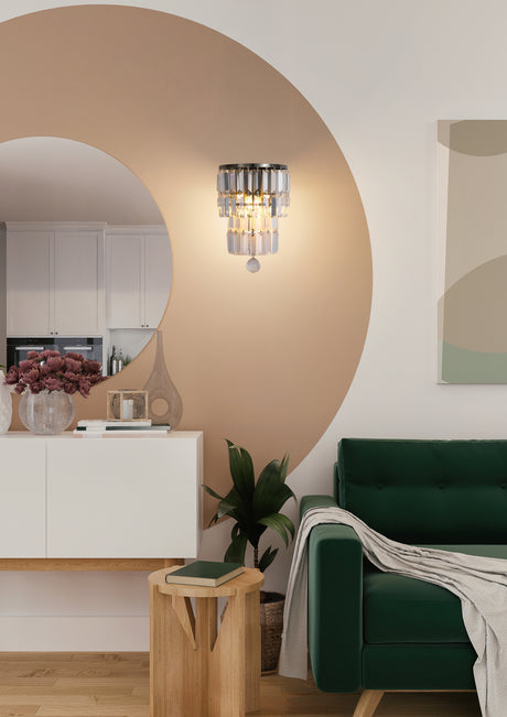 Searchlight Electric Empire 2LT Wall Light, Antique Brass with Clear Crystal 61321-2AB