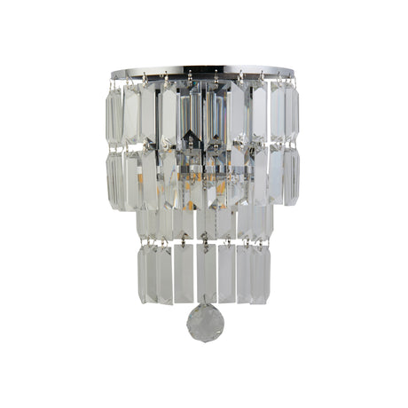 Searchlight Electric Empire 2LT Wall Light, Chrome with Clear Crystal 61321-2CC