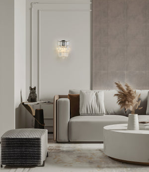 Searchlight Electric Empire 2LT Wall Light, Chrome with Clear Crystal 61321-2CC