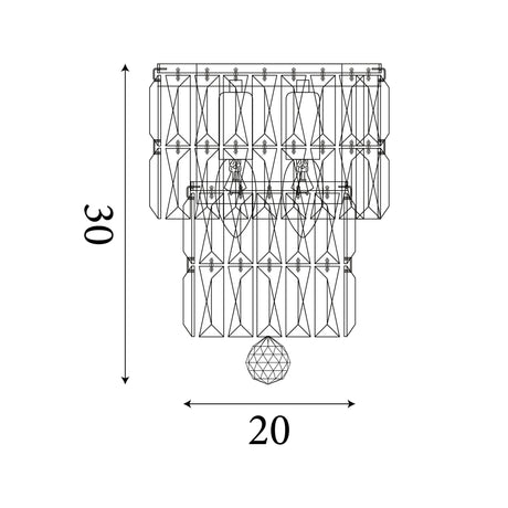 Searchlight Electric Empire 2LT Wall Light, Chrome with Clear Crystal 61321-2CC