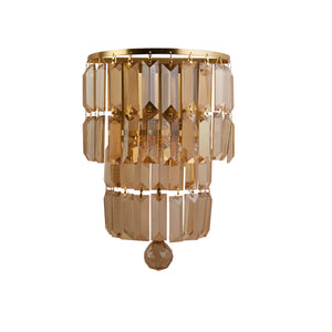 Searchlight Electric Empire 2LT Wall Light, Satin Brass Metal & Champagne Crystal 61321-2SB