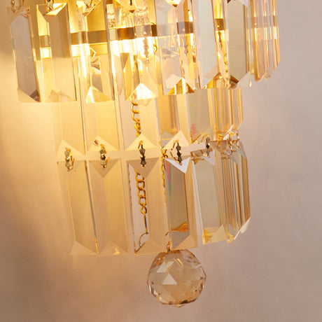 Searchlight Electric Empire 2LT Wall Light, Satin Brass Metal & Champagne Crystal 61321-2SB