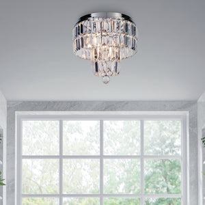 Searchlight Electric Empire 4Lt Flush - Chrome Metal & Clear Crystal 61321-4CC
