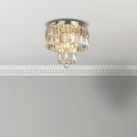 Searchlight Electric Empire 4Lt Flush - Satin Brass Metal & Champagne Crystal 61321-4SB