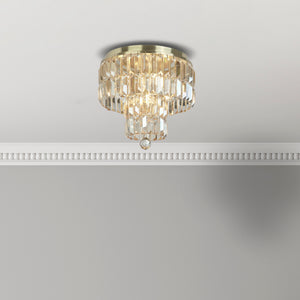 Searchlight Electric Empire 4Lt Flush - Satin Brass Metal & Champagne Crystal 61321-4SB