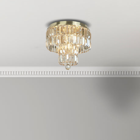 Searchlight Electric Empire 4Lt Flush - Satin Brass Metal & Champagne Crystal 61321-4SB