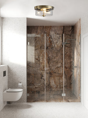 Searchlight Electric Empire 6lt Flush, Satin Brass and Champagne Glass - IP44 61321-6SB