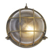 Bulkhead Round Outdoor Light -Black Gold Metal & Clear Glass