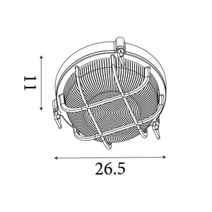 Searchlight Electric Bulkhead Round Outdoor Light-Black/Silver Metal & Clear Glas 61401BS