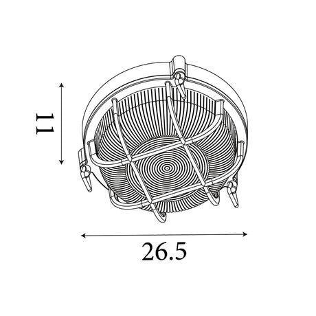 Searchlight Electric Bulkhead Round Outdoor Light-Black/Silver Metal & Clear Glas 61401BS