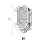 Searchlight Electric Bulkhead Oval Outdoor Light - Black Gold Metal & Clear Glass 61402BG