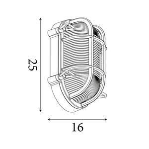 Searchlight Electric Bulkhead Oval Outdoor Light - Black Gold Metal & Clear Glass 61402BG