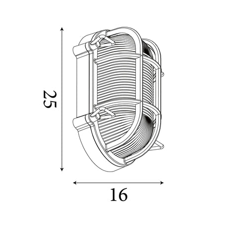 Searchlight Electric Bulkhead Oval Outdoor Light - Black Gold Metal & Clear Glass 61402BG