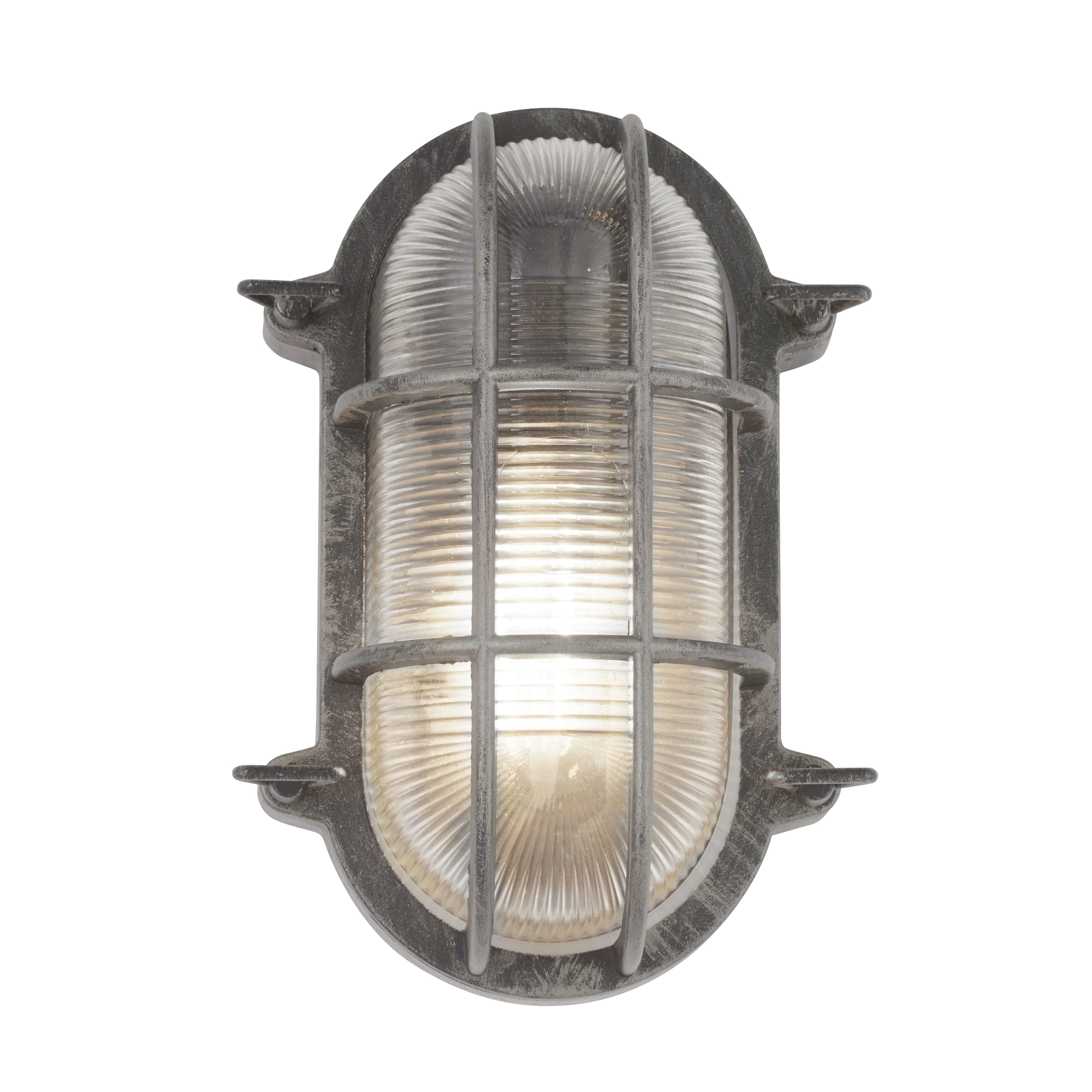 Bulkhead Oval Outdoor Wall/Ceiling Light - Black Silver
