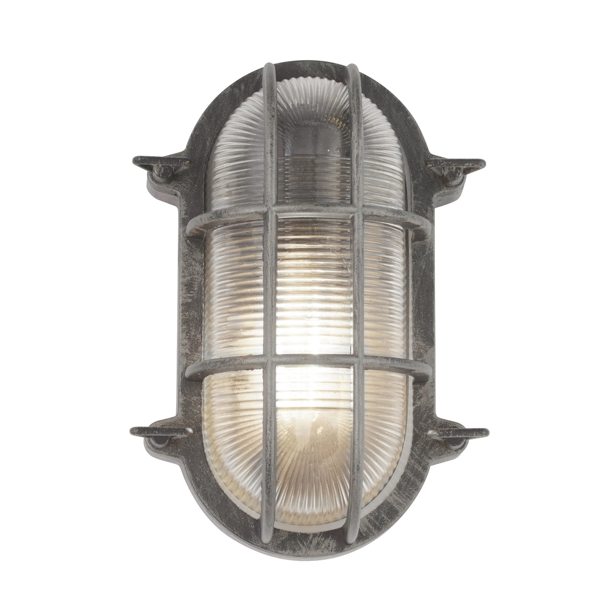 Bulkhead Oval Outdoor Wall/Ceiling Light - Black Silver
