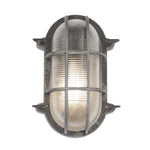 Bulkhead Oval Outdoor Wall/Ceiling Light - Black Silver