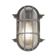 Bulkhead Oval Outdoor Wall/Ceiling Light - Black Silver