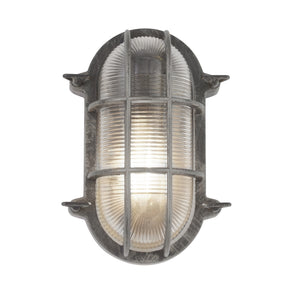 Bulkhead Oval Outdoor Wall/Ceiling Light - Black Silver