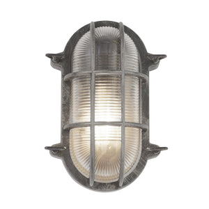 Bulkhead Oval Outdoor Wall/Ceiling Light - Black Silver