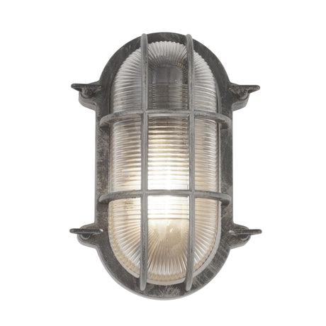 Bulkhead Oval Outdoor Wall/Ceiling Light - Black Silver