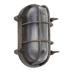 Searchlight Electric Bulkhead Oval Outdoor Wall/Ceiling Light - Black Silver 61402BS