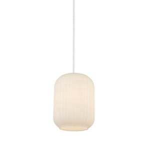 Pearl Pendant - White Frosted Glass, White Suspension
