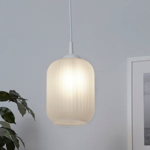 Searchlight Electric Pearl Pendant - White Frosted Glass, White Suspension 61969BK