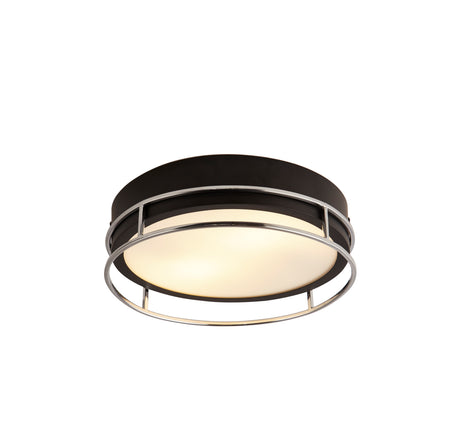 Phoenix 2Lt Flush - Black, Chrome Metal & Frosted Glass