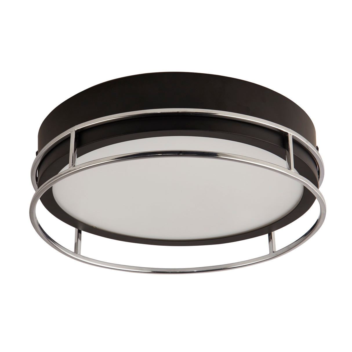 Searchlight Electric Phoenix 2Lt Flush - Black, Chrome Metal & Frosted Glass 62012-2CC