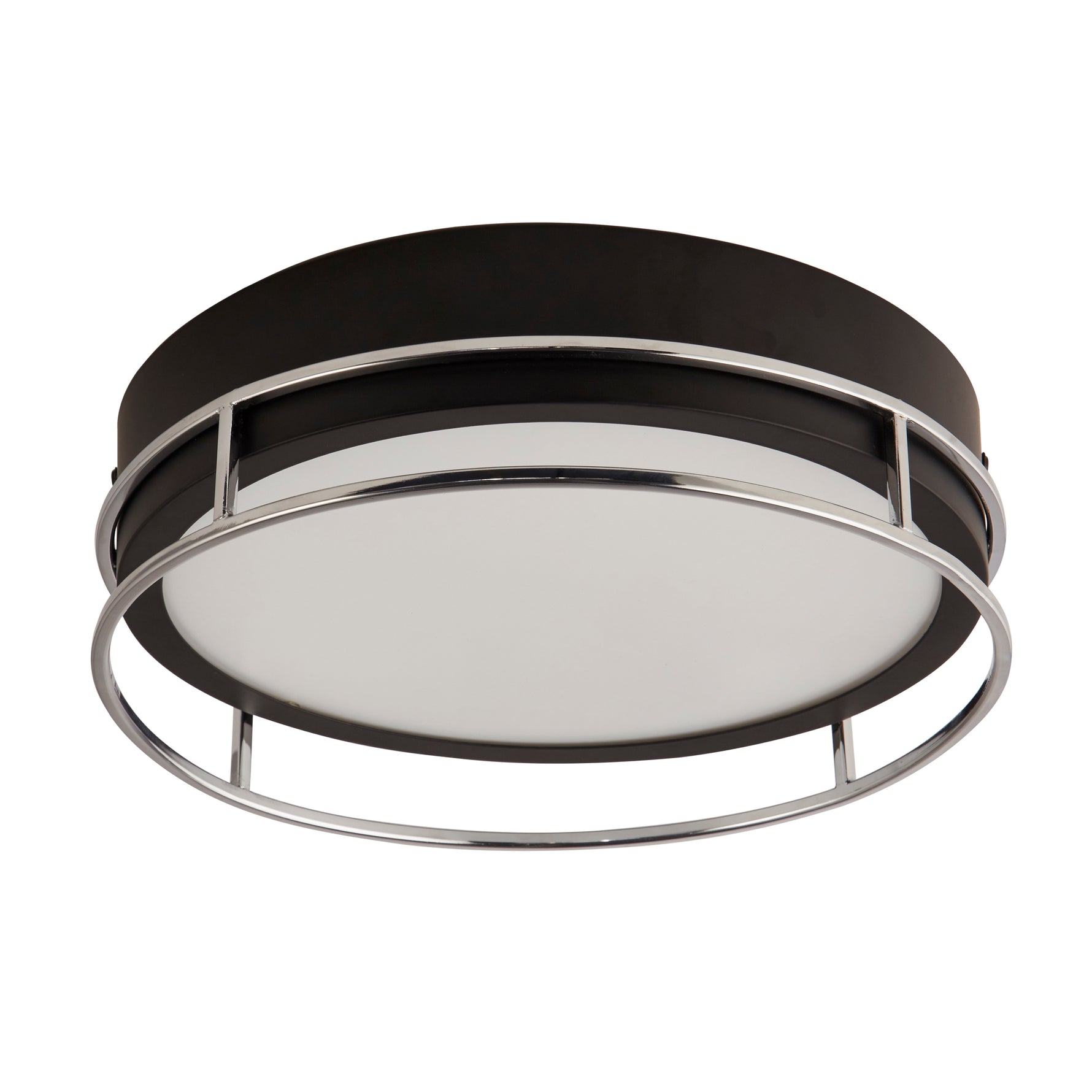 Searchlight Electric Phoenix 2Lt Flush - Black, Chrome Metal & Frosted Glass 62012-2CC
