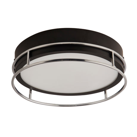 Searchlight Electric Phoenix 2Lt Flush - Black, Chrome Metal & Frosted Glass 62012-2CC