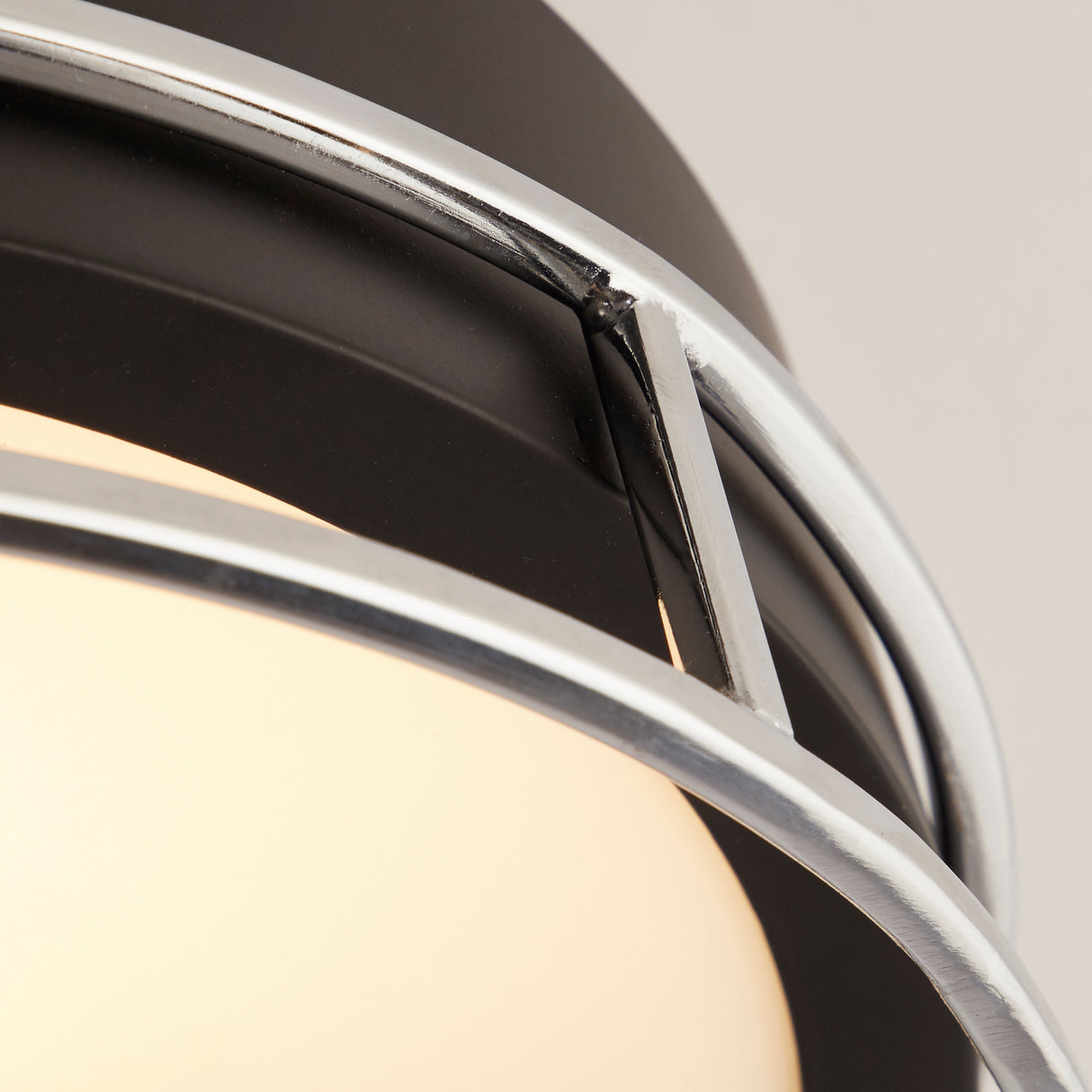 Searchlight Electric Phoenix 2Lt Flush - Black, Chrome Metal & Frosted Glass 62012-2CC