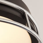 Searchlight Electric Phoenix 2Lt Flush - Black, Chrome Metal & Frosted Glass 62012-2CC
