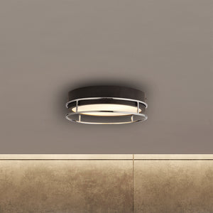 Searchlight Electric Phoenix 2Lt Flush - Black, Chrome Metal & Frosted Glass 62012-2CC
