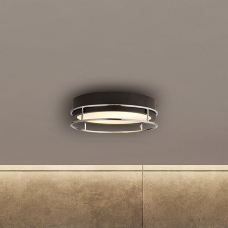 Searchlight Electric Phoenix 2Lt Flush - Black, Chrome Metal & Frosted Glass 62012-2CC