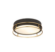 Phoenix 2Lt Flush - Black, Brass Metal & Frosted Glass