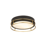 Phoenix 2Lt Flush - Black, Brass Metal & Frosted Glass