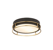 Phoenix 2Lt Flush - Black, Brass Metal & Frosted Glass