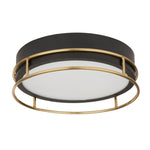 Searchlight Electric Phoenix 2Lt Flush - Black, Brass Metal & Frosted Glass 62012-2PB
