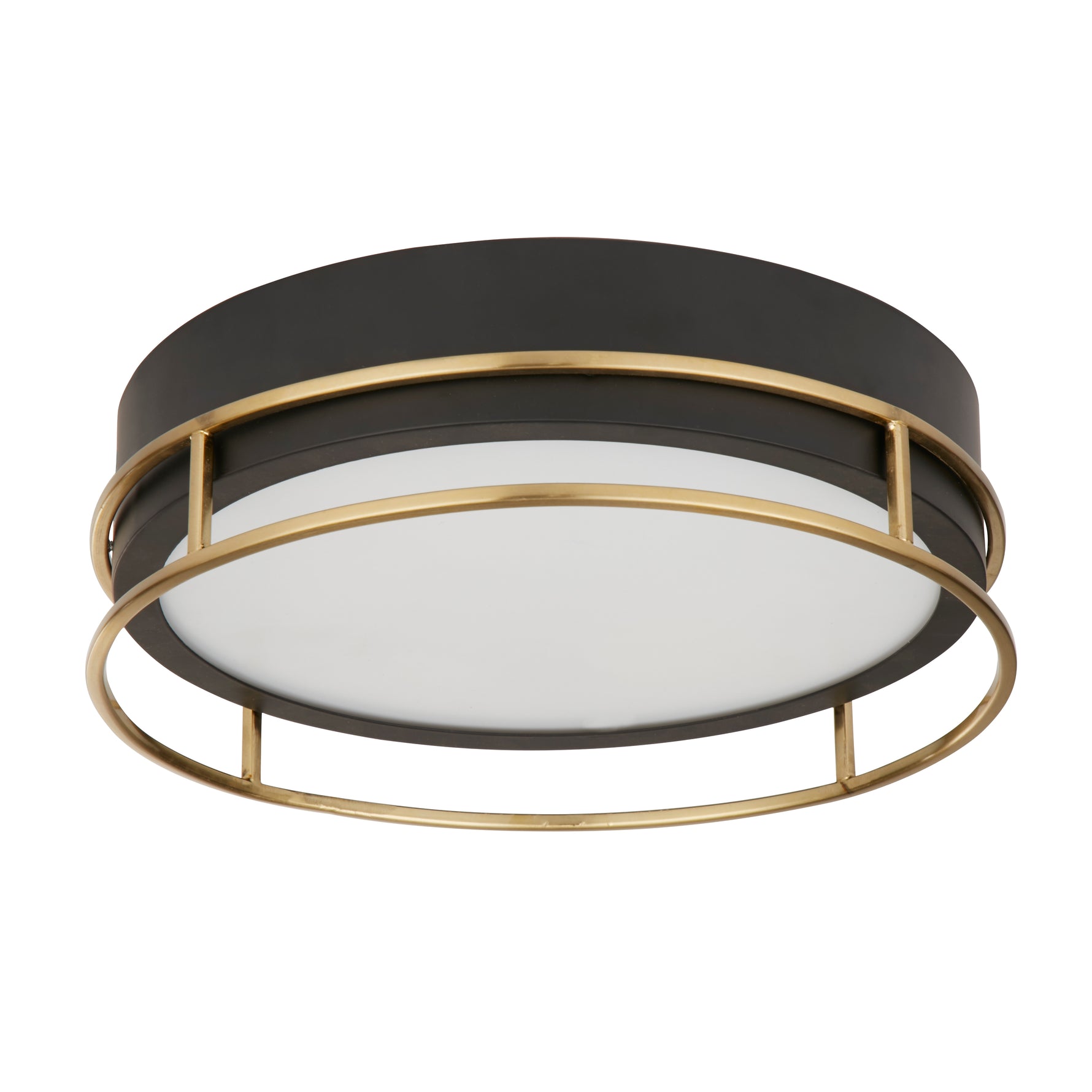 Searchlight Electric Phoenix 2Lt Flush - Black, Brass Metal & Frosted Glass 62012-2PB
