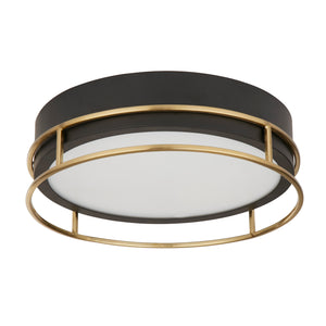 Searchlight Electric Phoenix 2Lt Flush - Black, Brass Metal & Frosted Glass 62012-2PB