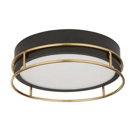 Searchlight Electric Phoenix 2Lt Flush - Black, Brass Metal & Frosted Glass 62012-2PB