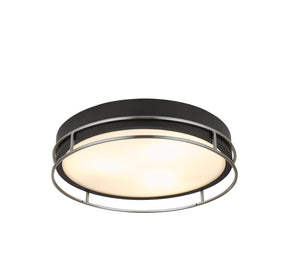 Phoenix 3Lt Flush -Black, Chrome Metal & Frosted Glass Diffu