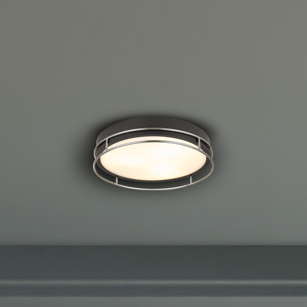 Searchlight Electric Phoenix 3Lt Flush -Black, Chrome Metal & Frosted Glass Diffu 62013-3CC