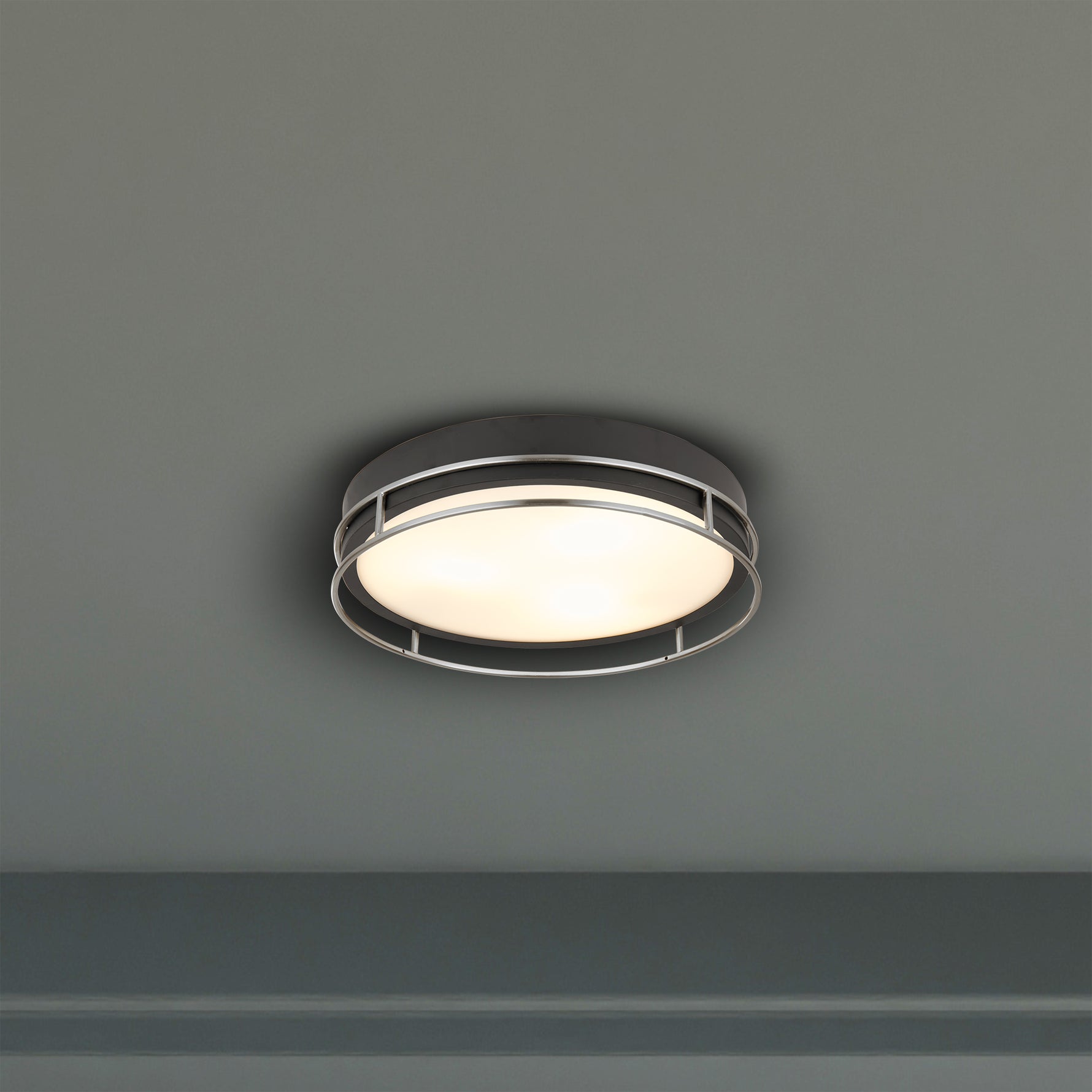Searchlight Electric Phoenix 3Lt Flush -Black, Chrome Metal & Frosted Glass Diffu 62013-3CC